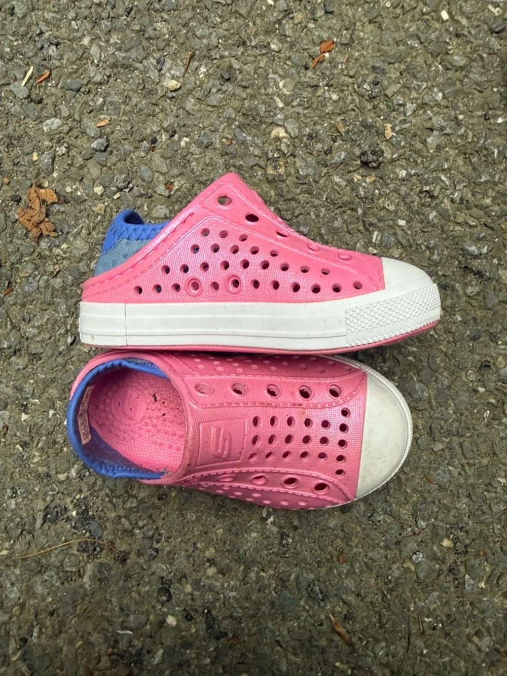 Skechers Kids Pink Slip-On Water Shoes with Blue Trim